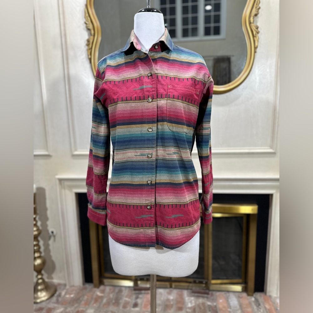 Vintage Gotcha Covered Southwest Shirt | S‎ | Western Stripe Serape USA Made